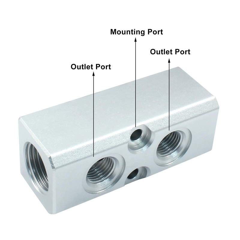 Litoexpe 2 Way Pneumatic Manifold Air Distribution Block, G1/2 Supply