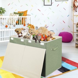 popoly Large Toy Box Chest with Lid, Collapsible Sturdy Toy Bin Storage Organizer Boxes Baskets for Kids, Boys, Girls, Nursery, Playroom, 25"x13" x16"