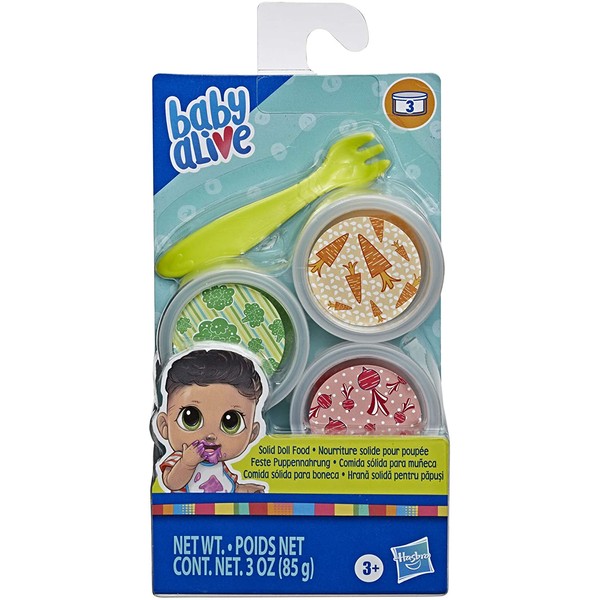 Baby Alive Solid Doll Food Refill, Includes 3 Doll Foods, 1 Fork, Toy Accessories for Kids Ages 3 Years Old and Up