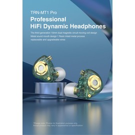 KYUHEEO TRN MT1 PRO IEM Earbuds 10mm Dual Magnetic Circuit Dynamic Dual Driver in Ear Monitor, HiFi Earphones IEM Headphones with Detachable 2Pin Cable for Audiophile Musicians(Green,with Mic)