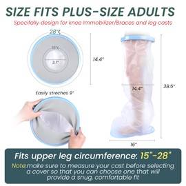 Bukihome Shower Watertight Foot Protector,Extra Wide Full Leg Cast Cover, Adult Leg Cast Covers, Extra Large Capacity Adult Thigh Tension & Super Waterproof Leg Protector, for Thigh Size