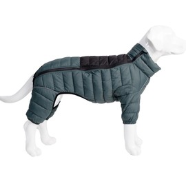 Dog Coat Dog Warm Jacket, 4 Legs Covered Waterproof Windproof Reflective Warm Dog Vest, Zippered Adjustable Outdoor Dog Snow Jacket for Small Medium Large Dogs ArmyGreen L