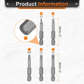 sourcing map 5pcs Magnetic Special Shaped Screwdriver Insert Bits Set U-Type/Y-Type/Triangle/Inner Cross/3-Points 1/4" Hex Shank 2" Length Power Drill Bits with Bit Holder