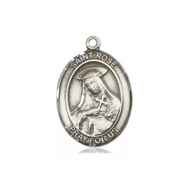 St Rose of Lima Medal 1" Sterling Medal on a 20'' Sterling French Rope Chain