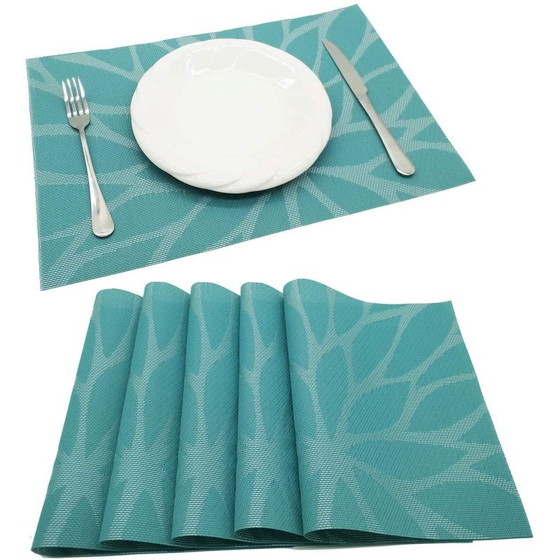 Placemats and Coaster Sets Teal Set of 6 - Woven