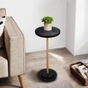 COVLON Drink Table, Small Pedestal Side Table with Wooden Carved