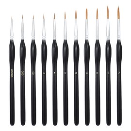 LIQWEI 11-Piece Fine Brush Set, Detail Brush Set, Painting by Numbers Brush Set for Watercolour for Nail Art, Acrylic, Watercolour, Oil Painting, Line Painting