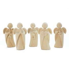 4betterdays.com NATURlich leben! Classic Guardian Angel Made of Pine Wood – Set of 5 – Gift for Christening or Christmas – Crafts from South Tyrol