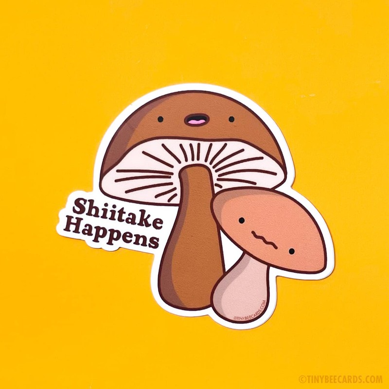 Mushroom Vinyl Sticker - Shiitake Happens