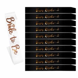 Hen Party Sashes Accessories Set Bride to Be Sash White & 10 x Team Bride Sash Black, Hen Do Sashes Wedding Bride and Team Bride Sashes Accessories for Bridal Shower Hen Party Decorations