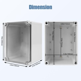 LeMotech Junction Box IP67 Waterproof Dustproof Electrical Box Project Box DIY Enclosure Gray with Transparent Clear Cover, External Size 7.9x5.9x5.1in (200x150x130mm)