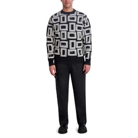 Karl Lagerfeld Paris Men's Long Sleeve Double L Raised All Over Logo Top, Black