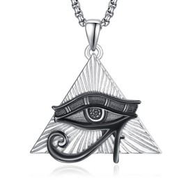 KATHLU Eye of Horus Egypt Protection Pendant Coptic Ankh Cross Religious Necklace Evil Eye Religious Faith for Men
