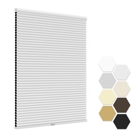 LazBlinds No Tools No Drill Cordless Cellular Shades, Blackout Honeycomb Shades Room Darkening Pleated Blinds for Window Size 23" W x 48" H, White