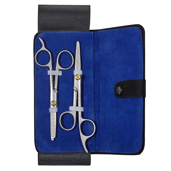 World's Best Tweezers - 100% Japanese Stainless Steel - Set of Two - Scissor Shears and Thinning Shears - With Blue Velvet Carrying Case