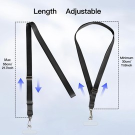 MOLOPPO 1 to 4-Pack Phone Lanyard - Includes 2-Pack Adjustable Neck Straps, 2 Phone Tether Tab; Anti-Theft Crossbody Lanyard for Most Smartphones, 2 Pack Black