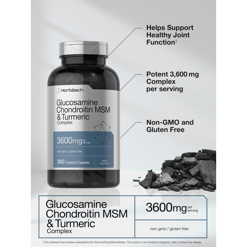 Horbäach Glucosamine Chondroitin MSM | 3600 mg | 360 Caplets