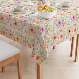 Fabric Textile Products Square Tablecloth, 100% Milliken Polyester, Machine Washable, 70x70, Botanical Garden Dogwood