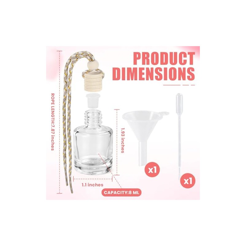 Hanging Car Air Freshener Diffuser Bottles 20 Pack, Empty Glass