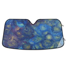 Car Windshield Sunshade Vincent Van Gogh Pattern, Blocks Sun Visor Protector Foldable Sun Shield Keep Your Vehicle Cool, Fits Windshields of Most Sizes