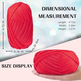 4 Pieces Beginner T-Shirt Yarn, Elastic Fabric, Crochet Cloth Yarn for DIY Knitting, Spaghetti Yarn, Thick Knitting Yarn for Hand DIY Bag, Blanket, Cushion, Crochet Projects, Home Decor (Red)