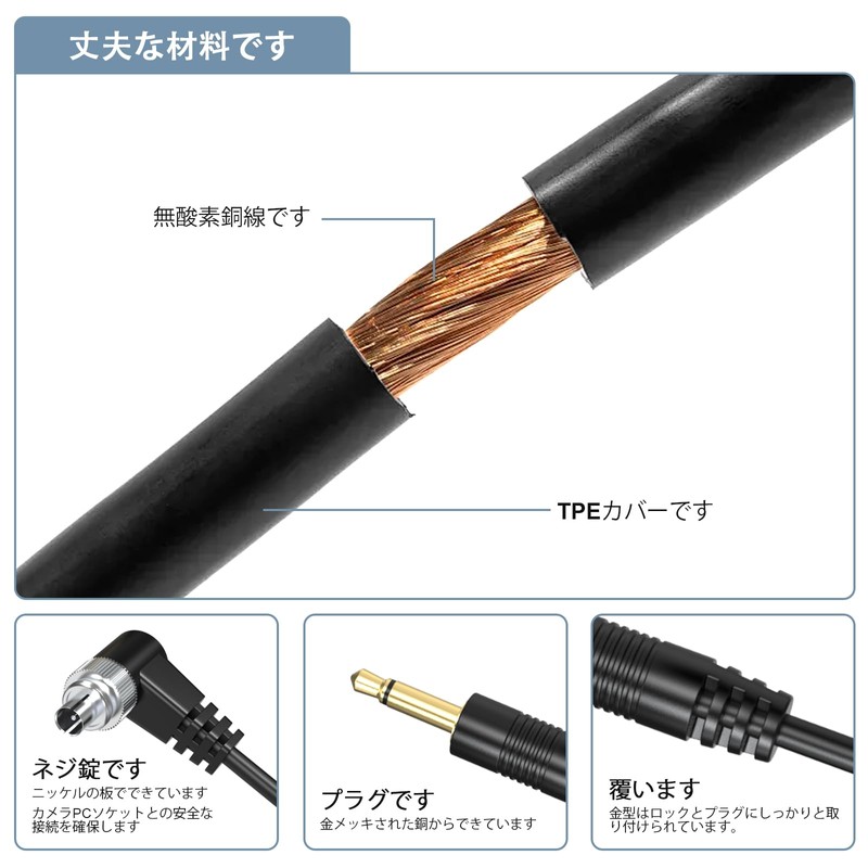 3.5mm to PC Sync Cable Coiled Trigger Cord with Screw
