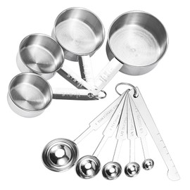 Bczhieulw messlöffel set mit Meßlineal，cup messbecher set ，Küchenmessung 10-teiliges Set，geeignet zum Messen und Dosieren von Materialien，measuring cups,measuring spoons,messlöffel edelstahl