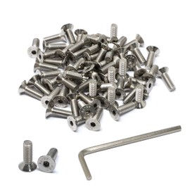 iexcell 50 Pcs M5 x 16mm Thread Pitch 0.8 mm Stainless Steel 304 Hex Socket Flat Head Cap Screws Bolts Kit