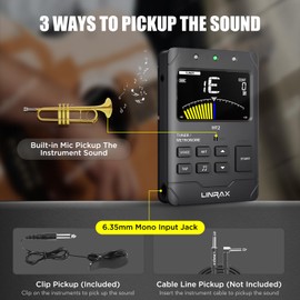 Linrax MT2 Rechargeable Metronome Tuner, 3 in 1 Digital Metronome Tuner Tone Generator for Guitar Bass Ukulele Violin Saxophone Trumpet Clarinet Flute, Voice Beat, Chromatic Tuner for All Instruments