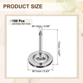 uxcell 150Pcs Upholstery Tacks, 11mmx17mm Flat Head Thumb Tack Decorative Furniture Nails Push Pins for Furniture Sofa Headboards, Black