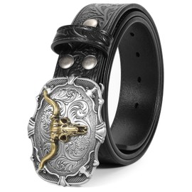 BELTROAD Western Leather Buckle Belt for Men Women Cowboy Cowgirl Mens Leather Belt for Jeans Christmas Hallowmas Men's Belt present