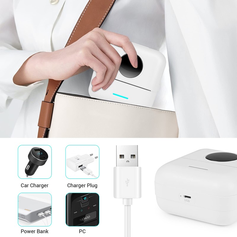 GuKKK Mini Printer, Mobile Photo Printer, Portable Mini Photo Printer,