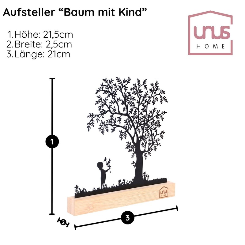 UNUS Decorative Tree Stand, Child on a Flower Meadow, Black