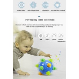 Toddlers Baby Music Shake Dancing Ball Toy, Move and Crawl Ball Toys for Kids,Bouncing Sensory Learning Ball Toys Ideal Gift for Baby Boys and Girls, Endless Fun for Children (Navy Blue),18+ Months