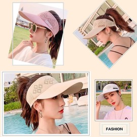 LAC NA Women's Sun Visor, Wide Brim, Knit, One Size Fits Most, Sun Protection, Sun Protection, Sun Protection, For Running, Golf, Sports, Tennis, Jogging, Large Brim, Diamond Design, white