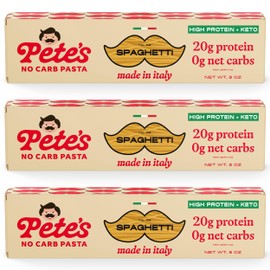 Pete's Pasta Spaghetti Noodles | 20g High Protein, No Carb Pasta | Keto, Carb Free Pasta | Healthy, Zero Carb Italian Pasta From Italy | 3-Pack, 8oz