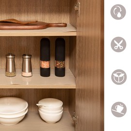 Rxemohesuoh Kitchen Cabinet Liner, Non-Adhesive Shelf Liner, 17.5IN x 10FT Double Sided Non-Slip Drawer Liner, Washable for Kitchen, Shoe Rack - Coffee