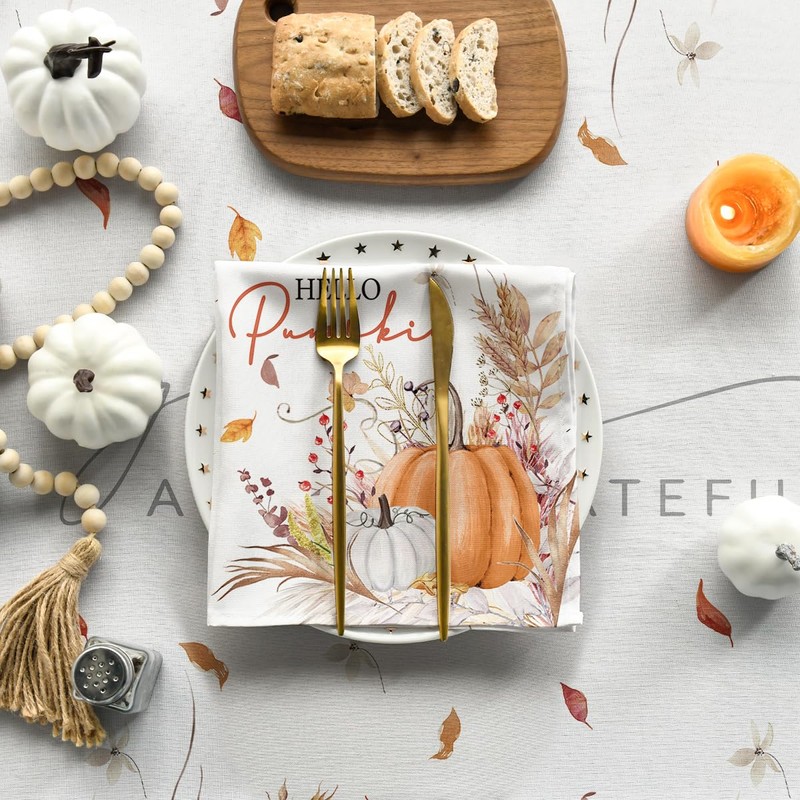 Horaldaily Fall Tablecloth 150x260 Centimetre Rectangular, Thanksgiving Autumn Harvest Pumpkin