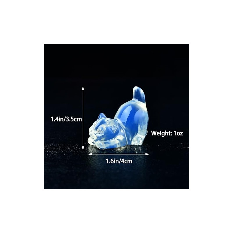 DZJXBZhu Opal Cat Crystal Statue Healing Crystal Reiki Meditation Pocket