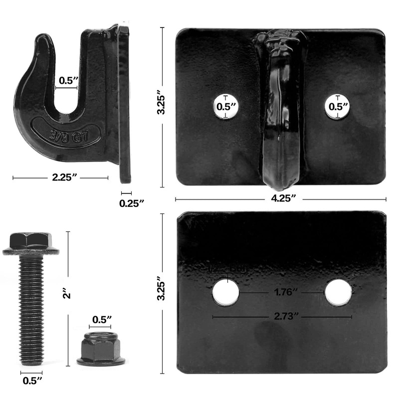 AUTOBOTS Tractor Bucket Hooks 3/8" (2 Pack),Max 15,000 lbs, Bolt
