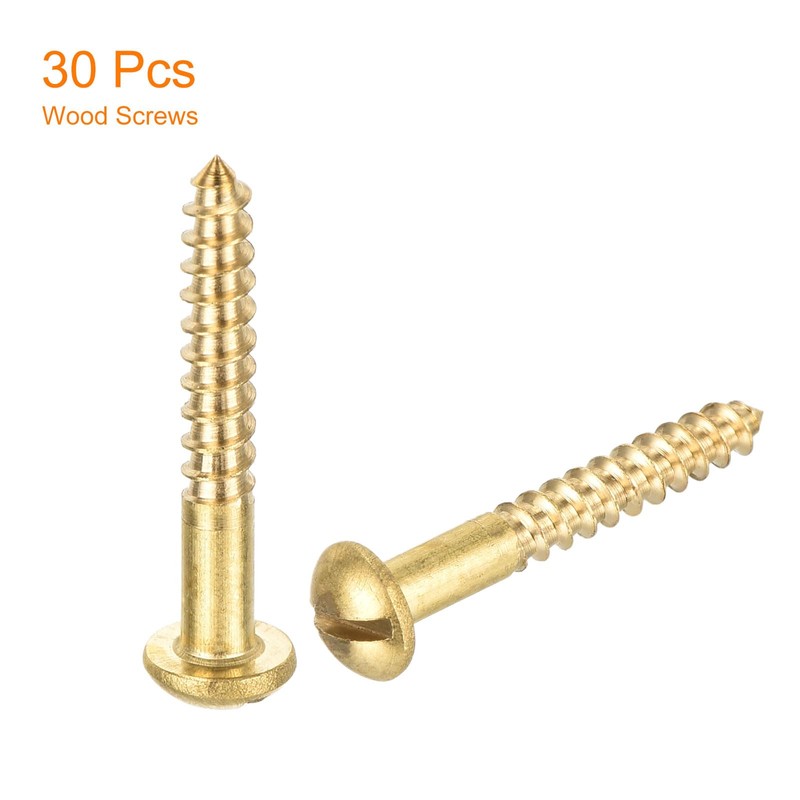 sourcing map Wood Screws M3 x 20mm Slotted Round Head