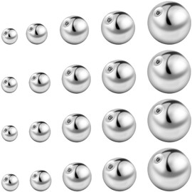 Beebeecraft 50Pcs 5 Sizes Screw Ball Backs for Threaded Post 304 Stainless Steel Round Earring Backs Metal Ear Nuts Replacement 19/20 Gauge for Stud Earring Making Supplies