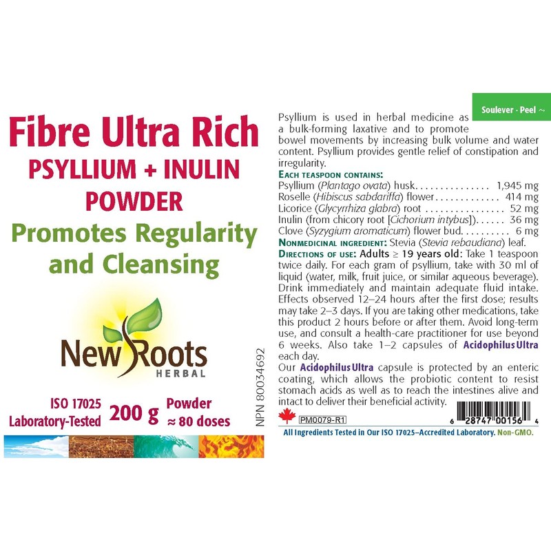 New Roots Herbal - Fiber Ultra Rich Psyllium + Inulin