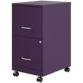 Pemberly Row 18" 2-Drawer Mobile Metal Vertical File Cabinet in Midnight Purple