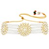 Aheli White Kundan Beads Studded Choker Necklace & Stud Earrings