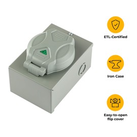 Halotronics Indoor/Outdoor 4-Prong Generator Power Inlet Box 30-Amp L14-30, 125V/250V - Illuminated Clamshell Design - 2021 Model