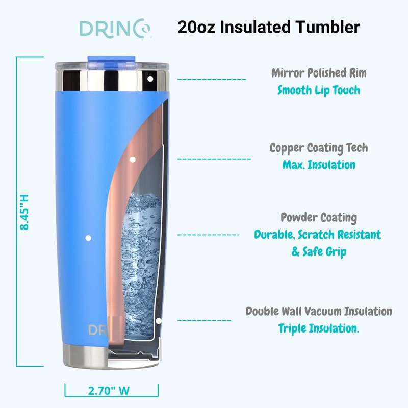 Drinco - Vaso de acero inoxidable de 20 onzas, taza