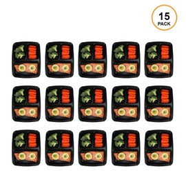 Freshware Meal Prep Containers [15 Pack] 3 Compartment with Lids, Food Containers, Lunch Box, BPA Free, Stackable, Bento Box, Microwave/Dishwasher/Freezer Safe (32 oz)