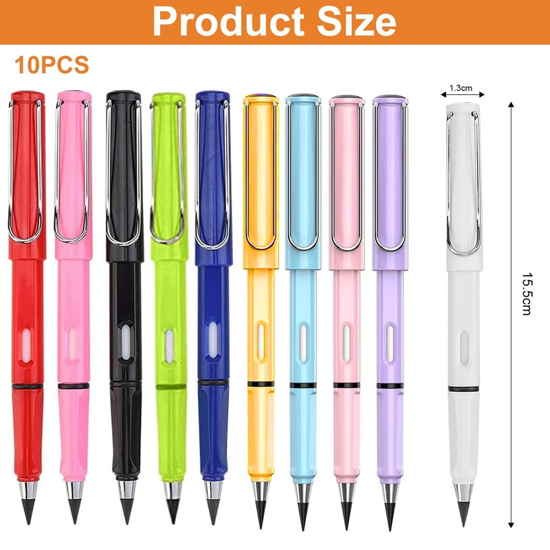 DOETYD 10pcs Infinity Pencils Durable Writing Everlasting Pencil Forever Inkless