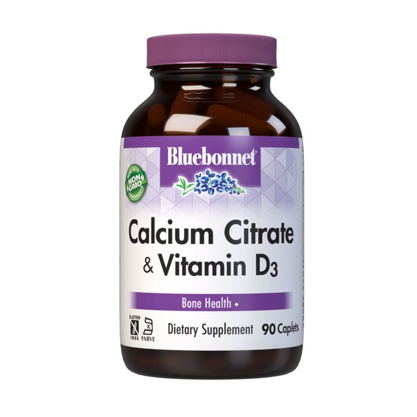 BlueBonnet Calcium Citrate Plus Vitamin D3 Caplets, 90 Count